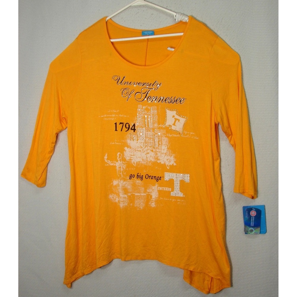 New University Of Tennessee Go Big Orange Rhinestone Embellished Tunic Top 1X
